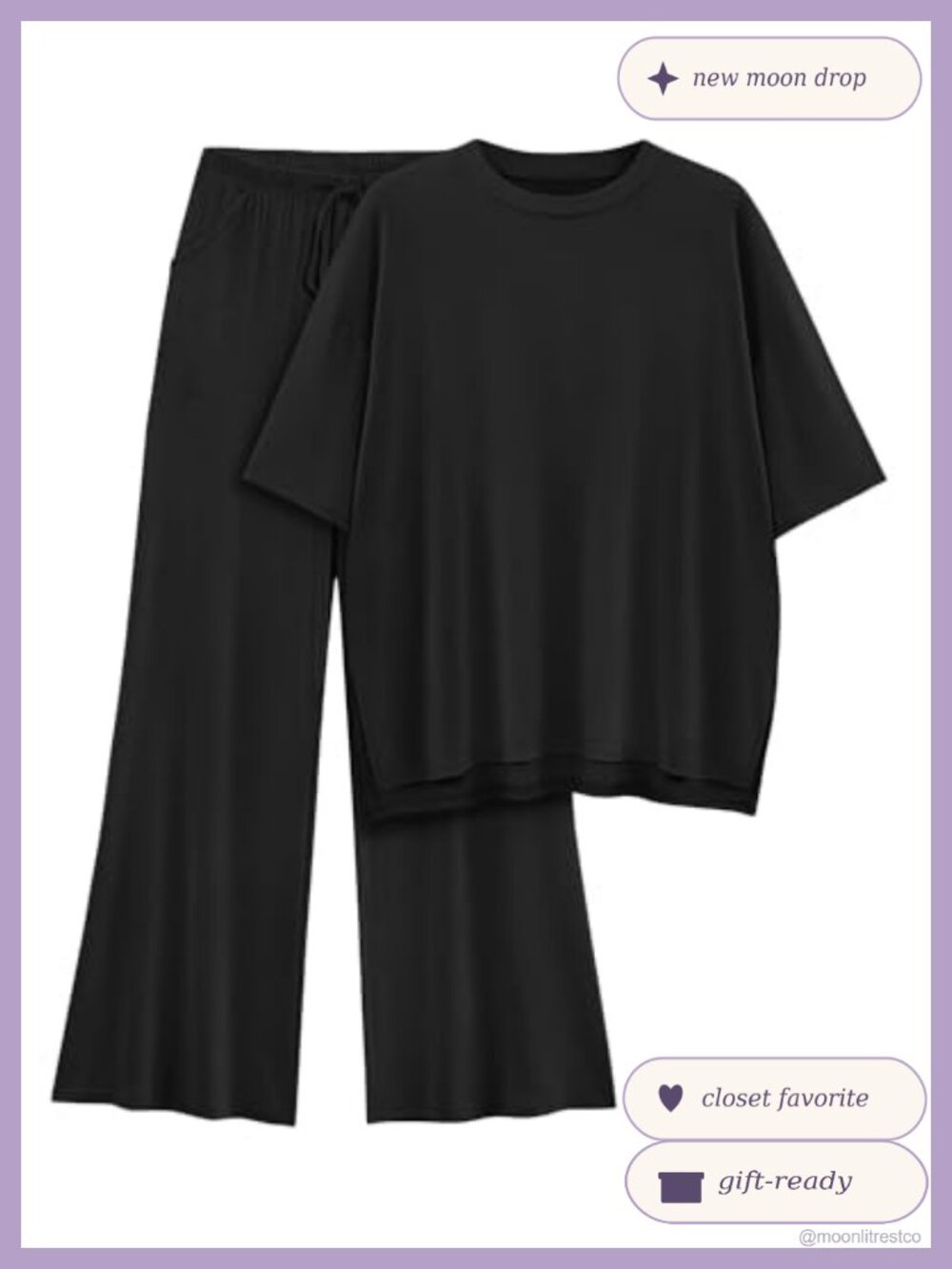 2 Piece Lounge Set Short Sleeve Top & Wide Leg Pants Matching Set